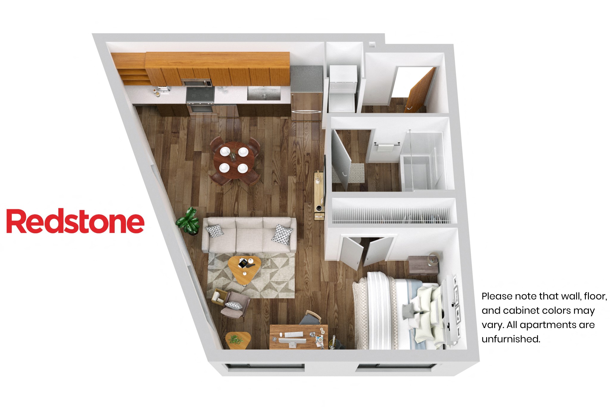 Floor plan for studio, 1 bath, 545 sqft